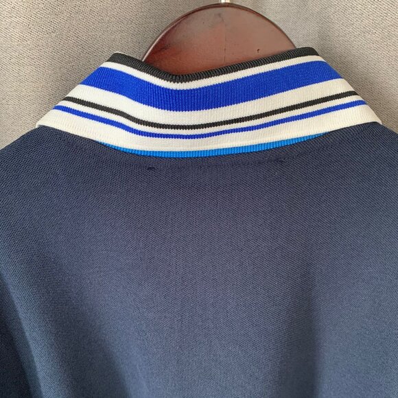 Navy Polo Shirt with Striped Collar (Size EU 40 / US L) - Picture 8 of 10